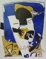 Foto 1: Gregor Hiltner (* 1950): Graphik - Farblithographie, Abstrakte Komposition, Druck Taborpresse Berlin 1990