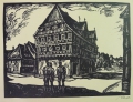 Foto 1: Rudolf Koch (1902-1985): Graphik - Holzschnitt, Jünglinge im Dorf