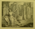 Gottlob August Liebe (1746-1819): Graphik - Kupferstich, "Frau vor Kirchen-Ruine", nach Gemälde-Vorlage Ernst Gottlob (1744-1796)