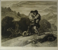 Foto 1: Alphonse Charles Masson (1814-1898): Graphik - Radierung, Les Voleurs et l´Ane, nach Vorlage von Alexandre Gabriel Decamps (1803-1860), Frankreich