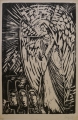 Foto 1: Monogrammist H.R.: Graphik - Linolschnitt, Engel mit Hirten, datiert 1958