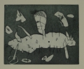 Foto 1: Cormac O`Neill (* 1957): Graphik - Farbradierung, Ohne Titel - abstrakt-surreale Komposition, von 1988