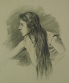 Foto 2: Martin Hönemann (1858-1937): 3 x Bleistift-/ Kohle-Zeichnungen, Frauenbildnisse