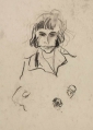 Foto 1: Emil Orlik (1870-1932): Bleistift-Zeichnung, Kopf-Skizzen