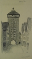 Martin Hönemann (1858-1937): 3 x Bleistift-Handzeichnungen, "Tübinger Tor - Reutlingen / Rödertor - Rothenburg / Kapelle"
