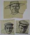 Martin Hönemann (1858-1937): 5 x Zeichnungen, in Feder und Bleistift, Studien für Porträts, Stadtszenerie und Ritterbild