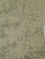 Foto 3: Martin Hönemann (1858-1937): 5 x Zeichnungen, in Feder und Bleistift, Studien für Porträts, Stadtszenerie und Ritterbild
