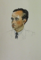 Joachim Romann (* 1916): 5er Satz Zeichnungen - in Bleistift, Aquarell, Karten-Entwurf, Porträts sowie "humoristische Gemüsegesichter", datiert 1941-43