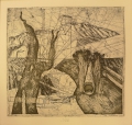 Thomas Rug (* 1953): Graphik - Radierung, "ohne Titel", datiert 1978, Stempel Burg Giebichenstein - Halle