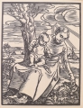 Rudolf Schiestl (1878-1931): Graphik - Holzschnitt, Titel "Mutter am Feldrand"