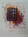 Foto 1: Werner Schmidt (* 1936): Graphik - Farblithographie, Abstrakte Komposition mit Gitterstruktur, Druck von 1991 für Graphik-Kalender Taborpresse von 1993