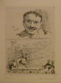 Foto 1: Paul K. Alfred Schroeter (1866-1946): Graphik - Radierung mit Doppelmotiv, Selbstporträt und Engel an Krippe, Provenienz aus Künstler-Nachlaß (Stempelung)