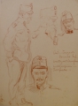 Foto 3: Max Franz von Szczygielski (* 1886): 6 x Handzeichnungen, Bleistift und Rötel, Kleider- und Uniform-Studien verschiedener Länder, datiert 1913 und 1915
