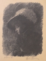 Foto 1: Martin Hönemann (1858-1937): 2 Stück Graphiken - Drucke, Titel In der Loge - Frauenporträt