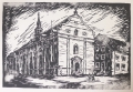 Foto 1: Unbekannt: 2 x Graphiken - Holzschnitte: Kirchenbau mit Personenstaffage, um 1900
