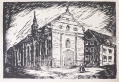 Foto 2: Unbekannt: 2 x Graphiken - Holzschnitte: Kirchenbau mit Personenstaffage, um 1900