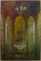 Stefan Rorkalf attr.: Gouache, Kirchen-Interieur, datiert 1942