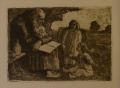 Paul K. Alfred Schroeter (1866-1946): Graphik - Radierung, "Geschichtenerzähler", datiert 1914, Provenienz aus Künstler-Nachlaß (Stempelung)