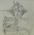 Foto 5: Unbekannt: 2 Entwürfe für Karten, Bleistift-Zeichnung, aquarelliert und Stift-Übermalung, datiert 1909-1930