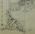Foto 6: Unbekannt: 2 Entwürfe für Karten, Bleistift-Zeichnung, aquarelliert und Stift-Übermalung, datiert 1909-1930