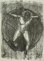 Claus Weidensdorfer (* 1931): Graphik - Lithographie, "Ohne Titel" - "Stürzender Männerakt", Druck von 1990