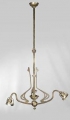 Foto 1: 3-flammige Jugendstil Deckenlampe, wohl Dresden, um 1900, in Messing