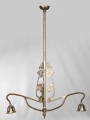 3-flammige Jugendstil Deckenlampe, wohl Dresden, um 1900, in Messing