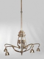 Foto 1: 5-flammige Jugendstil Deckenlampe, wohl Dresden, um 1900, in Messing