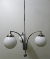 Dreiarmige Art Deco Deckenlampe, Chrom, Bauhaus-Stil