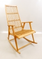 Foto 1: Design Schaukelstuhl, um 1960, Deutsche Werkstätten Dresden-Hellerau, Entwurf, Buche und Peddigrohr