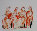 Foto 5: Peter Ouart: 5 x Zeichnungen in Feder und Tusche, partiell aquarelliert, Personen- und Gruppenszenen, Ende 20. Jahrhundert, Berlin