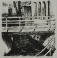 Michael Kähl attr.: Graphik - Lithographie, "Brücke", datiert 1990