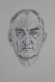 Sigurd Kuschnerus (* 1933): Graphik - Offset-Lithographie, "Porträt - Männerkopf en face", datiert 1976