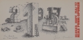 Jan Huber (* 1938): Graphik - Lithographie nach Federzeichnung, "Im Lande der Primzahlen" / "Kluger Kopf" - "RIAS Funk-Spuren", von 1977