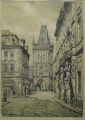 Vojtech Kubasta (1914-1992): Graphik - Farblithographie, Stadtvedute "Prag"