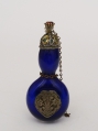 Orientalische Riechflasche, um 1900, Glas mit Silber- und Steinbesatz