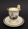 Biedermeier Porzellan Bildertasse