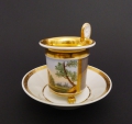 Biedermeier Porzellan Bildertasse