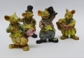 4er Satz Stuck Figuren, um 1900, "Mäuse-Zauberer-Familie"