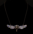 Foto 5: Jugendstil Kette / Collier, um 1910, in Silber, emaillierter Elfen-Anhänger / Libellen-Kette