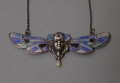 Foto 7: Jugendstil Kette / Collier, um 1910, in Silber, emaillierter Elfen-Anhänger / Libellen-Kette