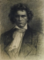 Martin Hönemann (1858-1937): Kohle Handzeichnung, Komponisten-Porträt "Beethoven", datiert 1926