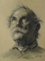 Martin Hönemann (1858-1937): Handzeichnung, in Kohle und Kreide, Künstler-Selbstporträt als Greis