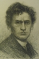 Martin Hönemann (1858-1937): Bleistift Handzeichnung, Künstler-Selbstporträt, datiert 1926