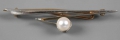 Perlen-Brosche, 20. Jahrhundert, 585er Gold
