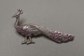 Foto 1: Jugendstil Pfauen-Brosche, um 1900, 925er Sterlingsilber, Amethyst-Besatz