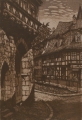 Kurt Mücke (1885-1940): Radierung, "Nordhausen" - Ecke Domstraße / Barfüßerstraße