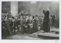 Foto 2: Martin Hönemann (1858-1937): 2 Graphiken - Faksimile-Holzstiche, nach Werken Arthur Kampfs (1864-1950) - Porträt und Einsegnung der Freiwilligen
