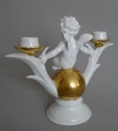 Foto 3: Art Deco Kerzenständer, Engel auf goldener Kugel, gemarkt Gräfenthal - Carl Scheidig, um 1935