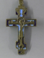 Bronze Brustikonenkreuz, 19. Jahrhundert, Russland, mit originaler Emaille